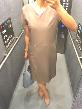 「袖ありワンピ」｜ellieさん（レディース・166cm）の夏コーディネート