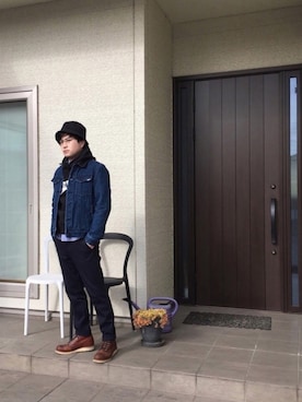 「MONKEY TIME（モンキータイム）のアイテム（デニムジャケット）」を使った、宮市 浩人さん（メンズ・167cm）の冬コーディネート