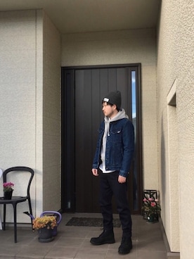 「MONKEY TIME（モンキータイム）のアイテム（デニムジャケット）」を使った、宮市 浩人さん（メンズ・167cm）の冬コーディネート