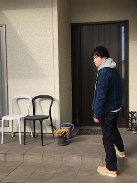 「MONKEY TIME（モンキータイム）のアイテム（デニムジャケット）」を使った、宮市 浩人さん（メンズ・167cm）の冬コーディネート