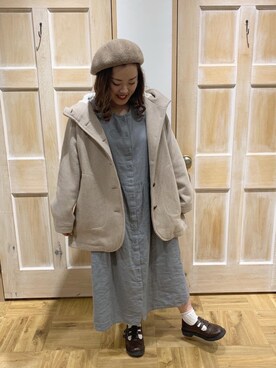 ワンピース ドレスを使った ミドル丈コート のレディース人気ファッションコーディネート ユーザー ショップスタッフ Wear