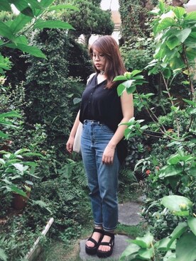 「moussy」｜「アイテム（財布/小物）」を使った、蝉Semiさん（レディース・153cm）の秋コーディネート