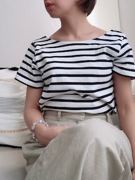 「UNIQLO（ユニクロ）のベルテッドリネンコットンワイドストレートパンツ(丈標準66～68cm）（その他パンツ）」を使った、miijyou151さん（レディース・151cm）の春コーディネート