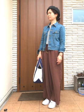 「ショッピング」｜「アイテム（ハンチング/ベレー帽）」を使った、C○H○さん（レディース・158cm）の春コーディネート