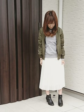 「エムエーワン」｜「アイテム（ブルゾン）」を使った、ちーちゃんさん（レディース・153cm）の冬コーディネート