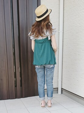 「VENCE（ヴァンス）のアイテム（帽子）」を使った、ちーちゃんさん（レディース・153cm）の春コーディネート