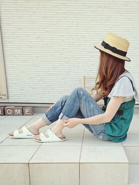 「VENCE（ヴァンス）のアイテム（帽子）」を使った、ちーちゃんさん（レディース・153cm）の春コーディネート