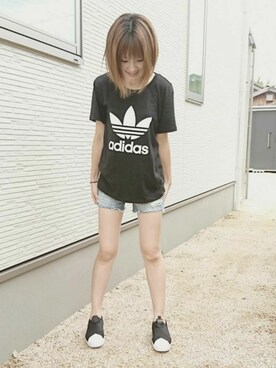 「adidas Originals（アディダスオリジナルス）のアイテム（スリッポン）」を使った、ちーちゃんさん（レディース・153cm）の秋コーディネート