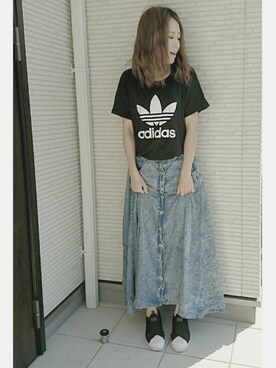 「adidas Originals（アディダスオリジナルス）のアイテム（スリッポン）」を使った、ちーちゃんさん（レディース・153cm）の春コーディネート
