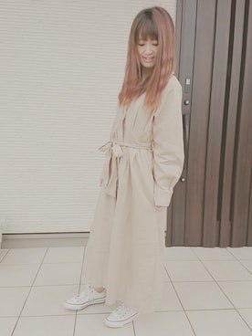 「ローリーズファーム(LOWRYS FARM)」｜「アイテム（シャツワンピース）」を使った、ちーちゃんさん（レディース・153cm）の春コーディネート