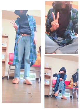 「シャツワンピを羽織る」｜「アイテム（シャツワンピース）」を使った、keroyonさん（レディース・157cm）の秋コーディネート