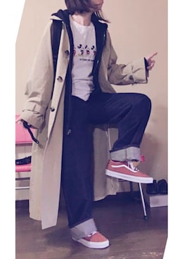 「UNIQLO（ユニクロ）のハイライズワイドストレートジーンズ（デニムパンツ）」を使った、keroyonさん（レディース・157cm）の春コーディネート