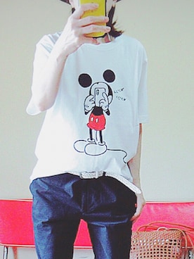 「MICKEYTシャツ」｜keroyonさん（レディース・157cm）の夏コーディネート