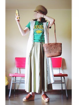 「mimis（ミイーミイーズ）のアイテム」を使った、keroyonさん（レディース・157cm）の夏コーディネート