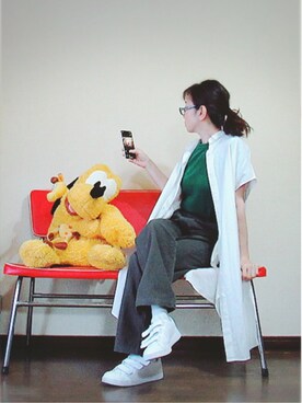 「UNIQLO（ユニクロ）のリネンブレンドロングシャツ（半袖）（シャツ/ブラウス）」を使った、keroyonさん（レディース・157cm）の夏コーディネート