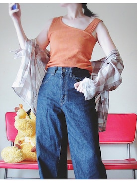「OZOC（オゾック）のアイテム（タンクトップ）」を使った、keroyonさん（レディース・157cm）の夏コーディネート