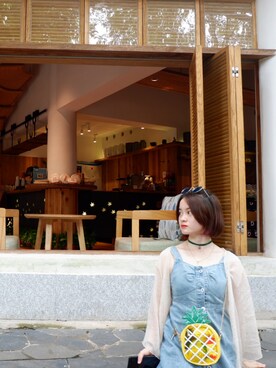 「实体小店のアイテム（ワンピース、ブルー系）」を使った、Miaa酱さん（レディース・147cm）の冬コーディネート