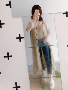 「实体小店のアイテム（ワンピース、ベージュ系）」を使った、Miaa酱さん（レディース・147cm）の春コーディネート