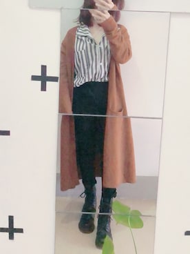 「琳酱のアイテム（ピーコート、ブラウン系）」を使った、Miaa酱さん（レディース・147cm）の春コーディネート