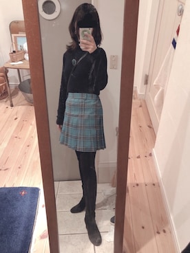 「Avail（アベイル）のアイテム（スカート、グリーン系）」を使った、🍵さん（レディース・153cm）の冬コーディネート