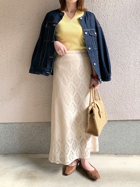「アパートバイローリーズ」｜「アイテム（デニムジャケット）」を使った、yurinaさん（レディース・164cm）の春コーディネート