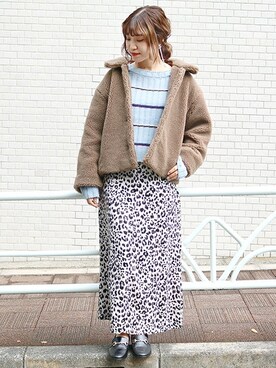 「SLOBE citron.（スローブシトロン）のアイテム（ブルゾン）」を使った、chiharuさん（レディース・158cm）の冬コーディネート