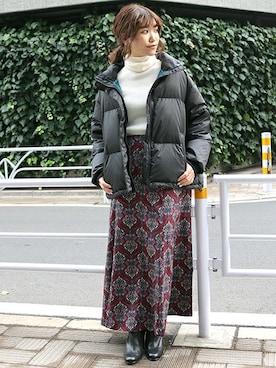 「SLOBE citron.（スローブシトロン）のアイテム（ダウンジャケット/コート）」を使った、chiharuさん（レディース・158cm）の冬コーディネート