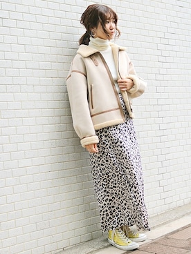 「SLOBE citron.（スローブシトロン）のアイテム（ブルゾン）」を使った、chiharuさん（レディース・158cm）の冬コーディネート