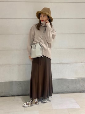 「CONVERSE（コンバース）の＜CONVERSE（コンバース）＞ALL STAR US CAMO HI/スニーカー ◆（スニーカー）」を使った、miyamotoさん（レディース・164cm）の冬コーディネート