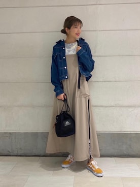 「united arrows」｜「アイテム（デニムジャケット）」を使った、miyamotoさん（レディース・164cm）の春コーディネート