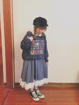 「merry jenny（メリージェニー）のアイテム（キャスケット）」を使った、Twinkleliloさん（レディース・158cm）の冬コーディネート