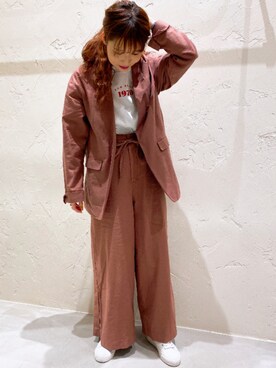 「ニコアンド」｜「アイテム（ノーカラージャケット）」を使った、しぶりかさん（レディース・157cm）の春コーディネート