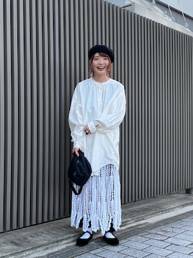 「ニコアンド」｜「アイテム（ハンチング/ベレー帽）」を使った、しぶりかさん（レディース・157cm）の秋コーディネート