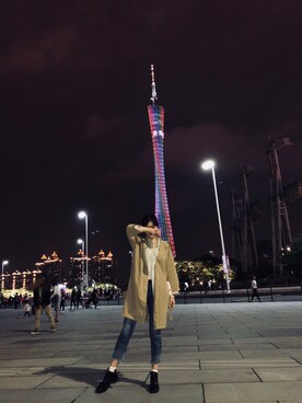 「STYLENANDA（スタイルナンダ）のアイテム（ダウンジャケット/コート）」を使った、Kathy 77Kiki さん（レディース・176cm）の春コーディネート