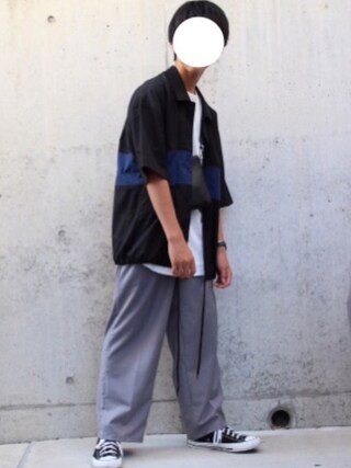 Fumi使用「MONKEY TIME（＜monkey time＞ BROAD COLOR BLOCK SHIRT/シャツ）」的時尚穿搭