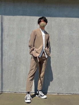 「MONKEY TIME（モンキータイム）のアイテム（テーラードジャケット）」を使った、KeNtaさん（メンズ・170cm）の春コーディネート