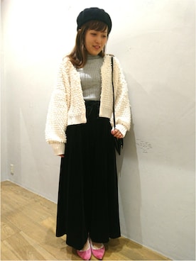 「ラメニット」｜「アイテム（ハンチング/ベレー帽）」を使った、kaori  yamamotoさん（レディース・158cm）の秋コーディネート