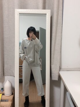 「日常」｜「アイテム（チノパンツ）」を使った、即兴-Jさん（レディース・168cm）の秋コーディネート