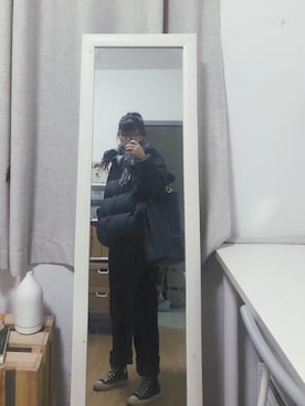 「通勤穿搭」｜「アイテム（ダウンジャケット/コート）」を使った、即兴-Jさん（レディース・168cm）の秋コーディネート