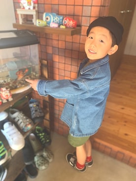 「WEGO（ウィゴー）のアイテム（キャップ）」を使った、☆2boys☆さん（キッズ・110cm）の春コーディネート