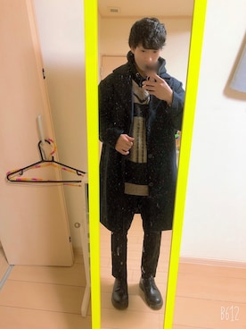 「MinoriTY（マイノリティ）のアイテム（チェスターコート）」を使った、れんれんさん（メンズ・168cm）の冬コーディネート