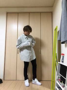 「GU（ジーユー）の（GU）スキニーフィットジーンズ（MEN ⁄ ジーンズ）」を使った、れんれんさん（メンズ・169cm）の春コーディネート