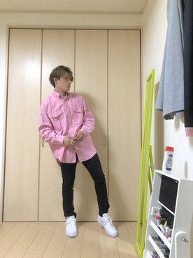 「GU（ジーユー）の（GU）スキニーフィットジーンズ（MEN ⁄ ジーンズ）」を使った、れんれんさん（メンズ・169cm）の春コーディネート