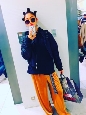「STUSSY（ステューシー）のアイテム（ブルゾン）」を使った、ramuさん（レディース・165cm）の冬コーディネート