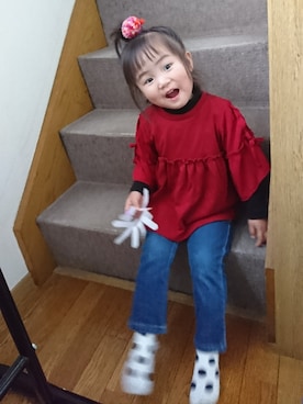 「2歳3ヶ月」｜「アイテム（ヘアアクセサリー）」を使った、m.sさん（キッズ・80cm）の秋コーディネート