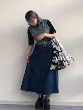 「デニムワンピース」｜Chimakiさん（レディース・157cm・10代）の夏コーディネート