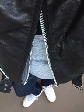 「AZUL by moussy（アズールバイマウジー）のアイテム（ライダースジャケット）」を使った、silver925さん（メンズ・171cm）の秋コーディネート