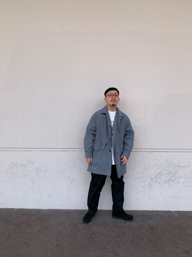 「スタッフセンバツ」｜「アイテム（ステンカラーコート）」を使った、takayaikedaさん（メンズ・167cm）の春コーディネート