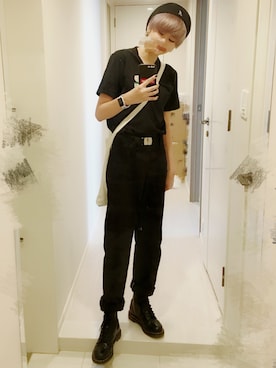 「原宿」｜「アイテム（ハンチング/ベレー帽）」を使った、emさん（レディース・170cm）の夏コーディネート
