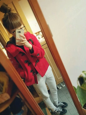 「アイテム（ダッフルコート）」を使った、asuさん（レディース・154cm・30代）の冬コーディネート